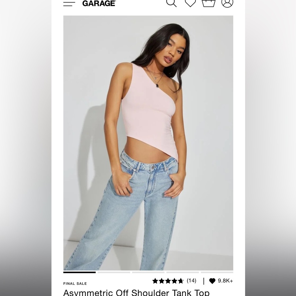 Garage clothing asymmetrical one shoulder tank